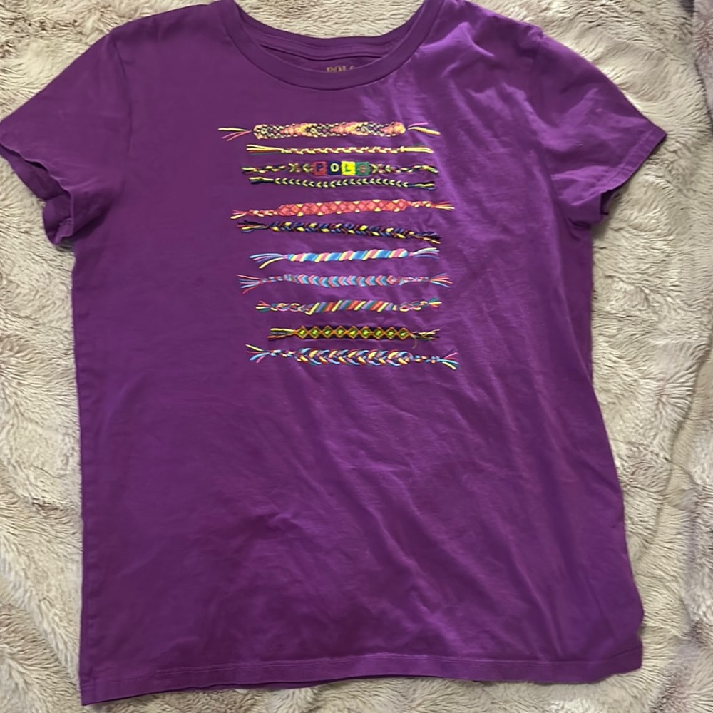 Purple T-Shirt with Colorful Embroidery